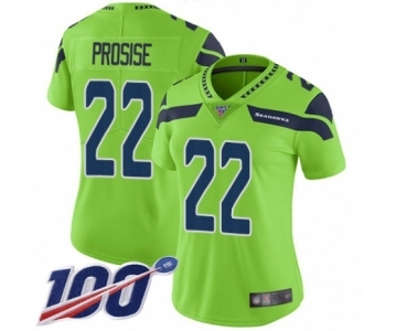 Women's Seattle Seahawks #22 C. J. Prosise Limited Green Rush Vapor Untouchable 100th Season Football Jersey