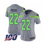 Women's Seattle Seahawks #22 C. J. Prosise Limited Silver Inverted Legend 100th Season Football Jersey