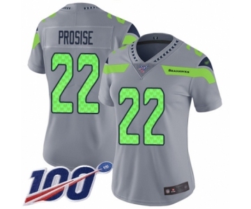 Women's Seattle Seahawks #22 C. J. Prosise Limited Silver Inverted Legend 100th Season Football Jersey