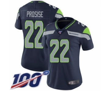 Women's Seattle Seahawks #22 C. J. Prosise Navy Blue Team Color Vapor Untouchable Limited Player 100th Season Football Jersey