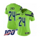 Women's Seattle Seahawks #24 Marshawn Lynch Limited Green Rush Vapor Untouchable 100th Season Football Jersey