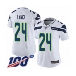 Women's Seattle Seahawks #24 Marshawn Lynch White Vapor Untouchable Limited Player 100th Season Football Jersey