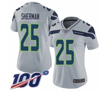 Women's Seattle Seahawks #25 Richard Sherman Grey Alternate Vapor Untouchable Limited Player 100th Season Football Jersey