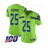 Women's Seattle Seahawks #25 Richard Sherman Limited Green Rush Vapor Untouchable 100th Season Football Jersey