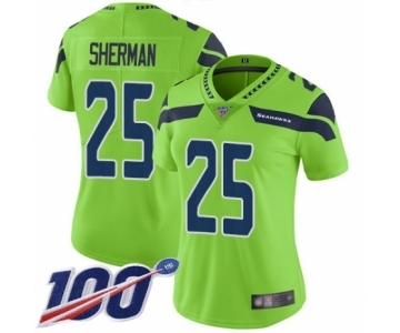 Women's Seattle Seahawks #25 Richard Sherman Limited Green Rush Vapor Untouchable 100th Season Football Jersey