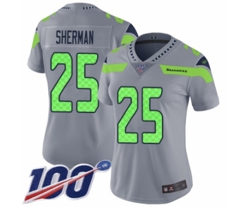 Women's Seattle Seahawks #25 Richard Sherman Limited Silver Inverted Legend 100th Season Football Jersey