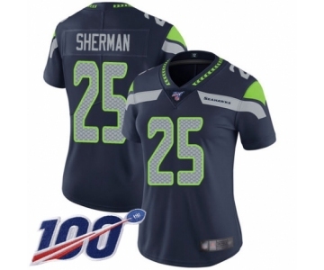 Women's Seattle Seahawks #25 Richard Sherman Navy Blue Team Color Vapor Untouchable Limited Player 100th Season Football Jersey