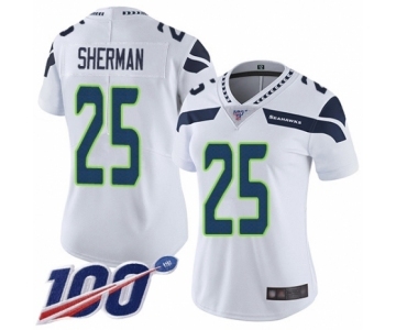 Women's Seattle Seahawks #25 Richard Sherman White Vapor Untouchable Limited Player 100th Season Football Jersey