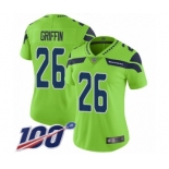 Women's Seattle Seahawks #26 Shaquill Griffin Limited Green Rush Vapor Untouchable 100th Season Football Jersey