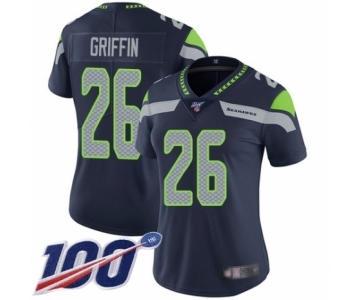 Women's Seattle Seahawks #26 Shaquill Griffin Navy Blue Team Color Vapor Untouchable Limited Player 100th Season Football Jersey