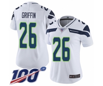 Women's Seattle Seahawks #26 Shaquill Griffin White Vapor Untouchable Limited Player 100th Season Football Jersey