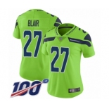 Women's Seattle Seahawks #27 Marquise Blair Limited Green Rush Vapor Untouchable 100th Season Football Jersey