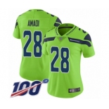 Women's Seattle Seahawks #28 Ugo Amadi Limited Green Rush Vapor Untouchable 100th Season Football Jersey