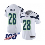 Women's Seattle Seahawks #28 Ugo Amadi White Vapor Untouchable Limited Player 100th Season Football Jersey