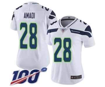 Women's Seattle Seahawks #28 Ugo Amadi White Vapor Untouchable Limited Player 100th Season Football Jersey