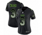 Women's Seattle Seahawks #3 Russell Wilson Limited Black Smoke Fashion Football Jersey