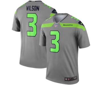 Women's Seattle Seahawks #3 Russell Wilson Limited Silver Inverted Legend Football Jersey