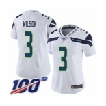 Women's Seattle Seahawks #3 Russell Wilson White Vapor Untouchable Limited Player 100th Season Football Jersey