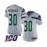 Women's Seattle Seahawks #30 Bradley McDougald Grey Alternate Vapor Untouchable Limited Player 100th Season Football Jersey