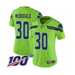 Women's Seattle Seahawks #30 Bradley McDougald Limited Green Rush Vapor Untouchable 100th Season Football Jersey