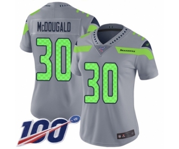 Women's Seattle Seahawks #30 Bradley McDougald Limited Silver Inverted Legend 100th Season Football Jersey