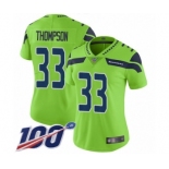 Women's Seattle Seahawks #33 Tedric Thompson Limited Green Rush Vapor Untouchable 100th Season Football Jersey