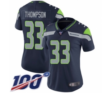 Women's Seattle Seahawks #33 Tedric Thompson Navy Blue Team Color Vapor Untouchable Limited Player 100th Season Football Jersey