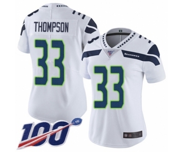 Women's Seattle Seahawks #33 Tedric Thompson White Vapor Untouchable Limited Player 100th Season Football Jersey