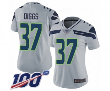 Women's Seattle Seahawks #37 Quandre Diggs Grey Alternate Vapor Untouchable Limited Player 100th Season Football Jersey