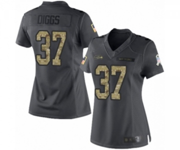 Women's Seattle Seahawks #37 Quandre Diggs Limited Black 2016 Salute to Service Football Jersey