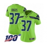 Women's Seattle Seahawks #37 Quandre Diggs Limited Green Rush Vapor Untouchable 100th Season Football Jersey