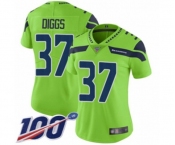 Women's Seattle Seahawks #37 Quandre Diggs Limited Green Rush Vapor Untouchable 100th Season Football Jersey