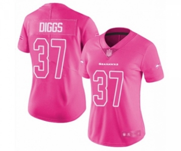 Women's Seattle Seahawks #37 Quandre Diggs Limited Pink Rush Fashion Football Jersey