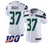 Women's Seattle Seahawks #37 Quandre Diggs White Vapor Untouchable Limited Player 100th Season Football Jersey