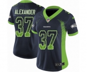 Women's Seattle Seahawks #37 Shaun Alexander Limited Navy Blue Rush Drift Fashion Football Jersey