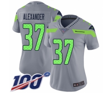 Women's Seattle Seahawks #37 Shaun Alexander Limited Silver Inverted Legend 100th Season Football Jersey