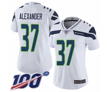 Women's Seattle Seahawks #37 Shaun Alexander White Vapor Untouchable Limited Player 100th Season Football Jersey