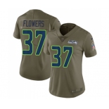 Women's Seattle Seahawks #37 Tre Flowers Limited Olive 2017 Salute to Service Football Jersey