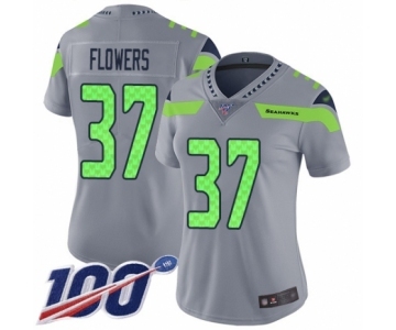 Women's Seattle Seahawks #37 Tre Flowers Limited Silver Inverted Legend 100th Season Football Jersey