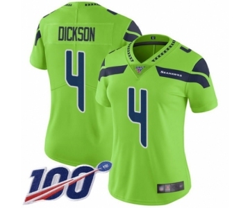 Women's Seattle Seahawks #4 Michael Dickson Limited Green Rush Vapor Untouchable 100th Season Football Jersey