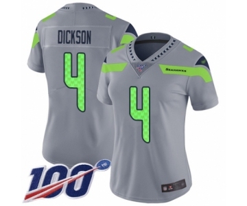 Women's Seattle Seahawks #4 Michael Dickson Limited Silver Inverted Legend 100th Season Football Jersey