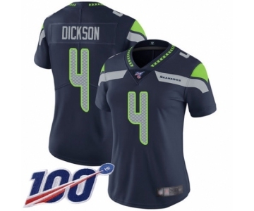 Women's Seattle Seahawks #4 Michael Dickson Navy Blue Team Color Vapor Untouchable Limited Player 100th Season Football Jersey