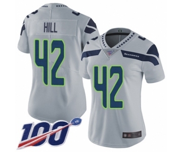 Women's Seattle Seahawks #42 Delano Hill Grey Alternate Vapor Untouchable Limited Player 100th Season Football Jersey