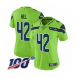 Women's Seattle Seahawks #42 Delano Hill Limited Green Rush Vapor Untouchable 100th Season Football Jersey