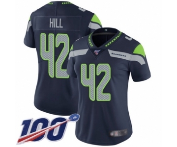 Women's Seattle Seahawks #42 Delano Hill Navy Blue Team Color Vapor Untouchable Limited Player 100th Season Football Jersey