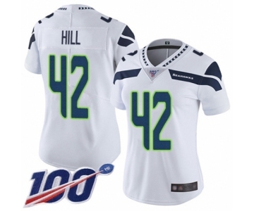 Women's Seattle Seahawks #42 Delano Hill White Vapor Untouchable Limited Player 100th Season Football Jersey