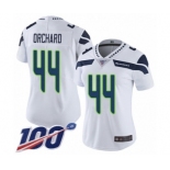 Women's Seattle Seahawks #44 Nate Orchard White Vapor Untouchable Limited Player 100th Season Football Jersey