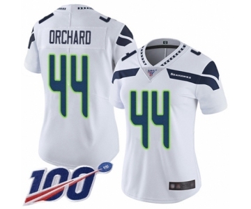 Women's Seattle Seahawks #44 Nate Orchard White Vapor Untouchable Limited Player 100th Season Football Jersey