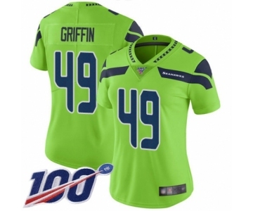 Women's Seattle Seahawks #49 Shaquem Griffin Limited Green Rush Vapor Untouchable 100th Season Football Jersey