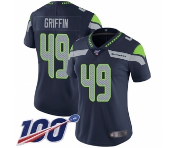 Women's Seattle Seahawks #49 Shaquem Griffin Navy Blue Team Color Vapor Untouchable Limited Player 100th Season Football Jersey